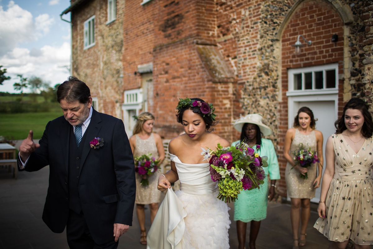 38 A Halfpenny London bride and her feathered skirt and Autumnal Suffolk wedding