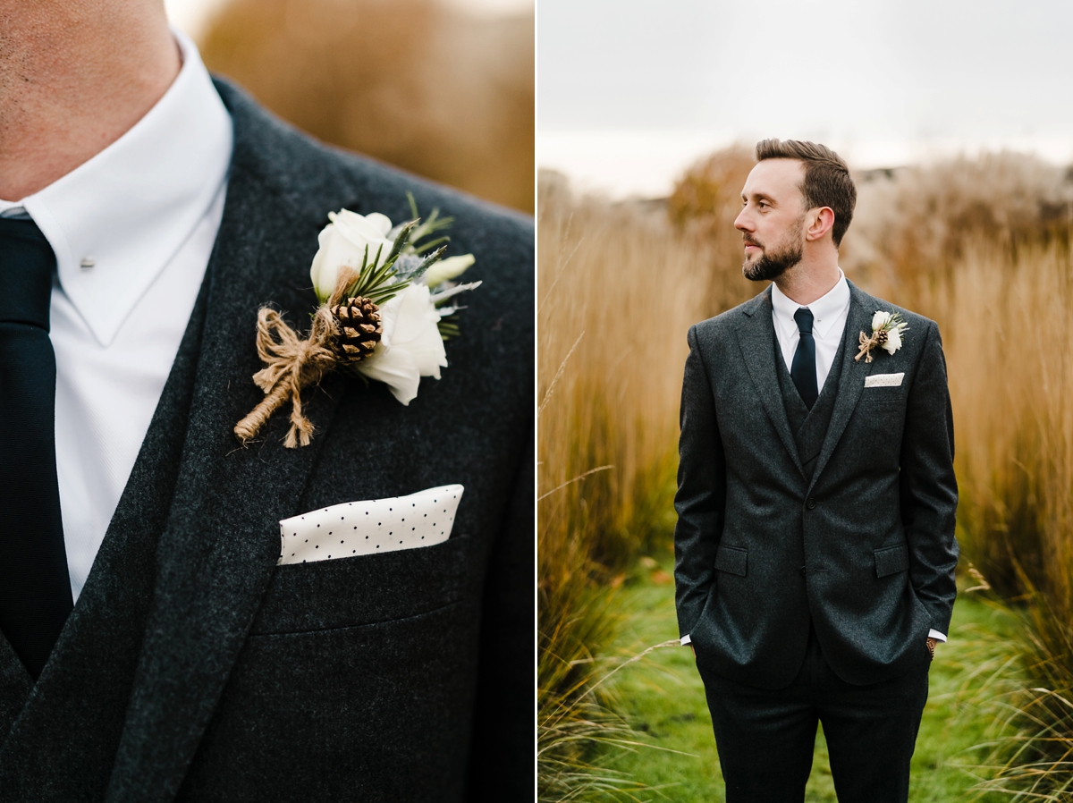 41 An Anna Kara dress for a winter barn wedding in greens and neutrals