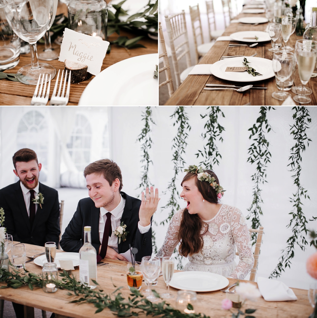 43 A bohemian and botanical inspired wedding with a Needle and Thread dress