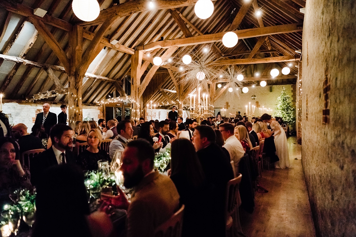 51 An Anna Kara dress for a winter barn wedding in greens and neutrals