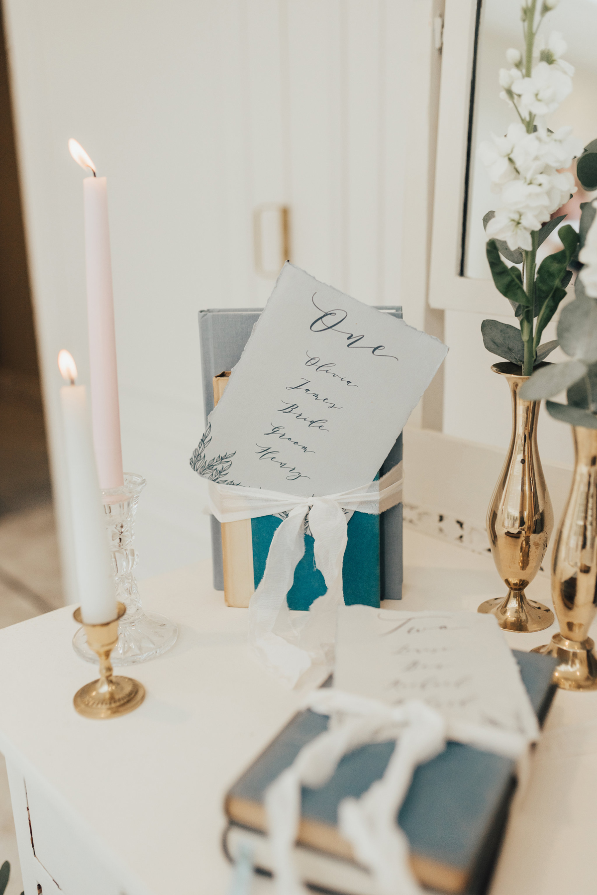 56 Something Blue wedding and bridal inspiration with a handpainted leather jacket
