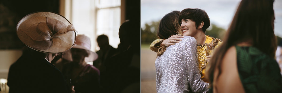 57 A yellow 1970s vintage Christian Dior gown and cape for a modern alternative Scottish wedding