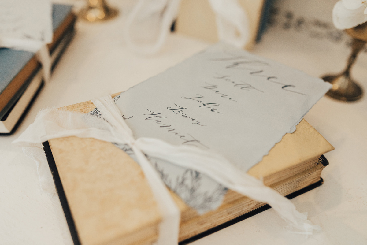 57 Something Blue wedding and bridal inspiration with a handpainted leather jacket