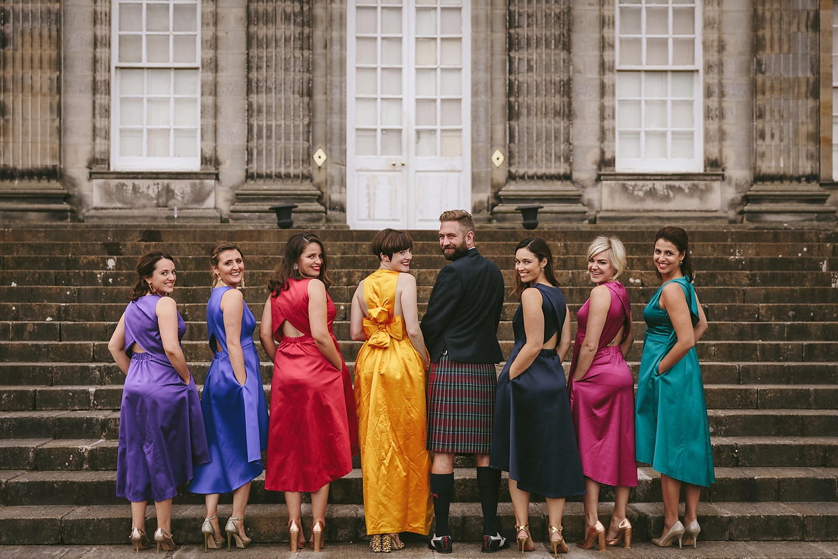 60 A yellow 1970s vintage Christian Dior gown and cape for a modern alternative Scottish wedding