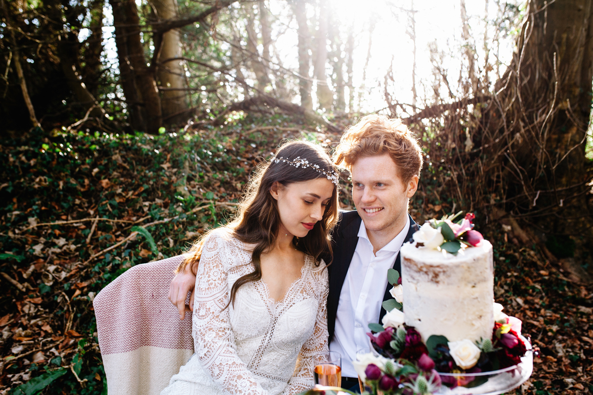7 Hermione Harbutt Headpieces in a woodland wedding bridal editorial