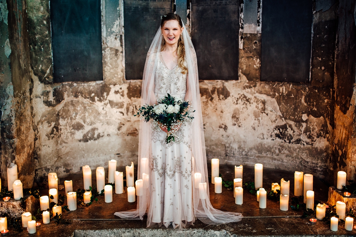 10 A beaded Jenny Packham dress for a Winter Asylum wedding