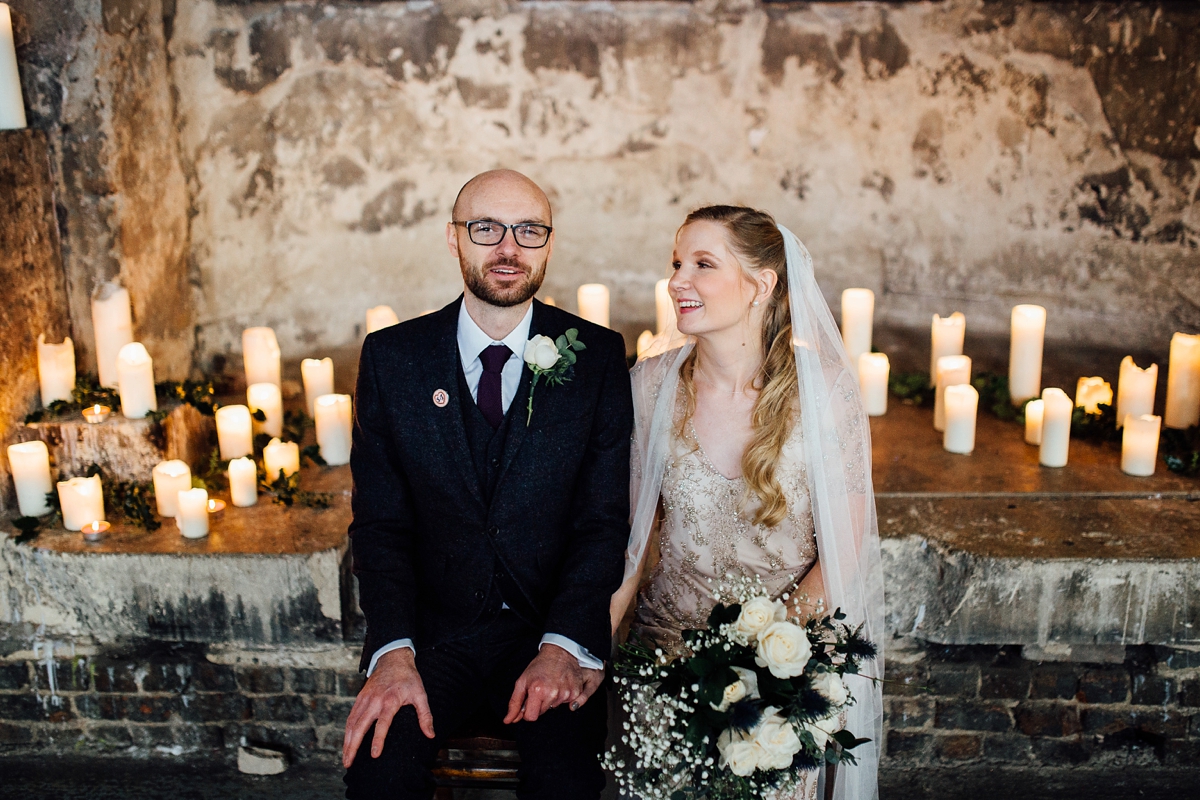 11 A beaded Jenny Packham dress for a Winter Asylum wedding