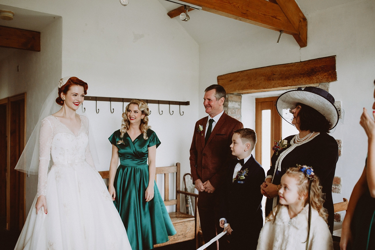 14 A tea length LouLou Bridal dress for a vintage themed farm wedding