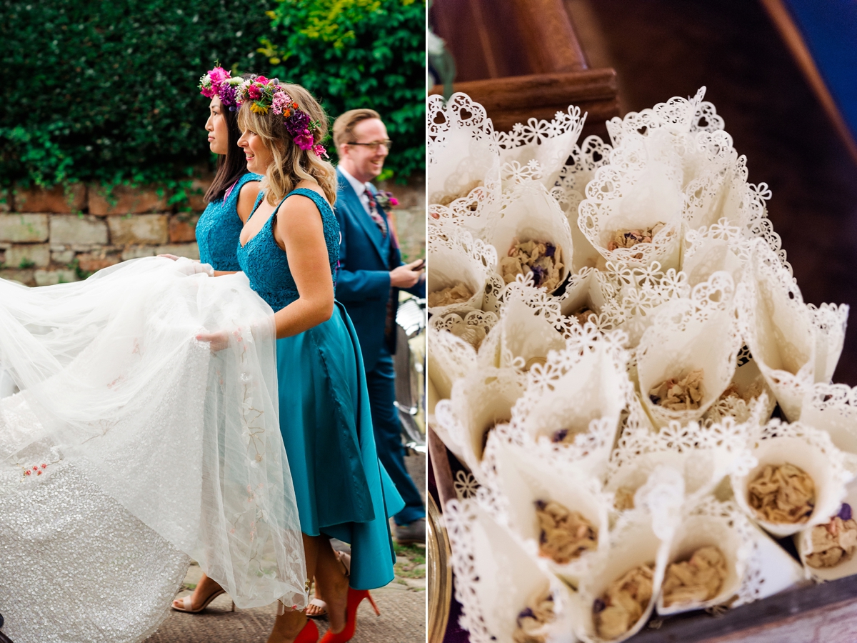 15 A Karen Willis Holmes sequin dress for a colourful Lost Gardens of Heligan inspired barn wedding