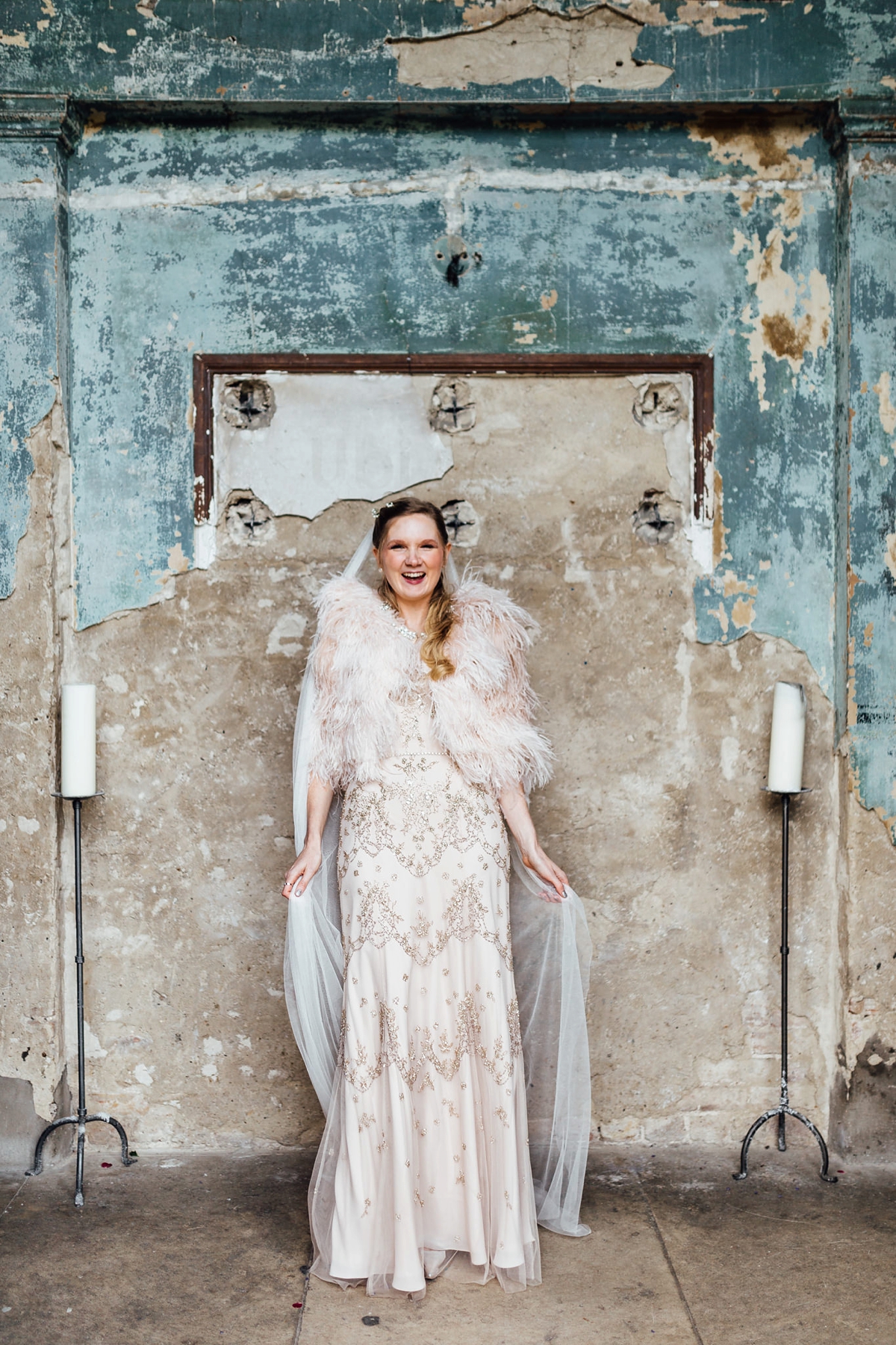 16 A beaded Jenny Packham dress for a Winter Asylum wedding