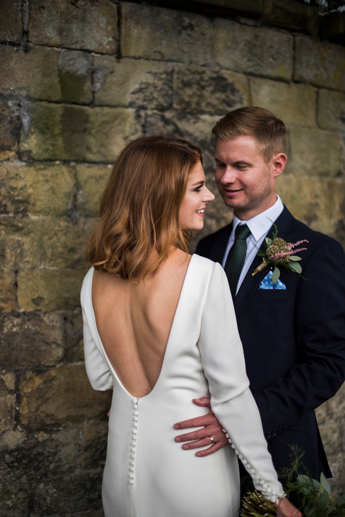 17 A beuatiful long sleeved and backless Pronovias gown for a wedding in Bakewell in Derbyshire