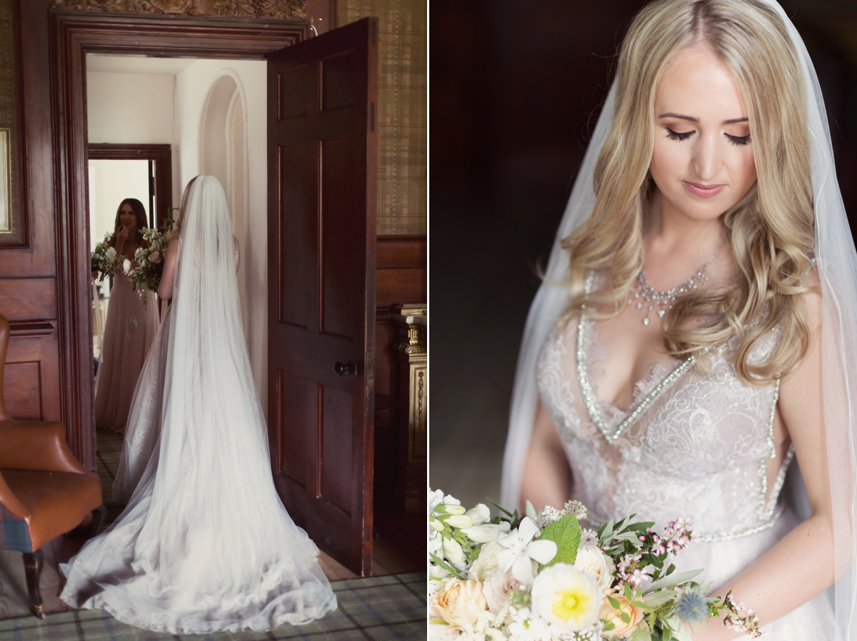 18 A Galia Lahav gown and accents of marble and gold for a scottish castle wedding