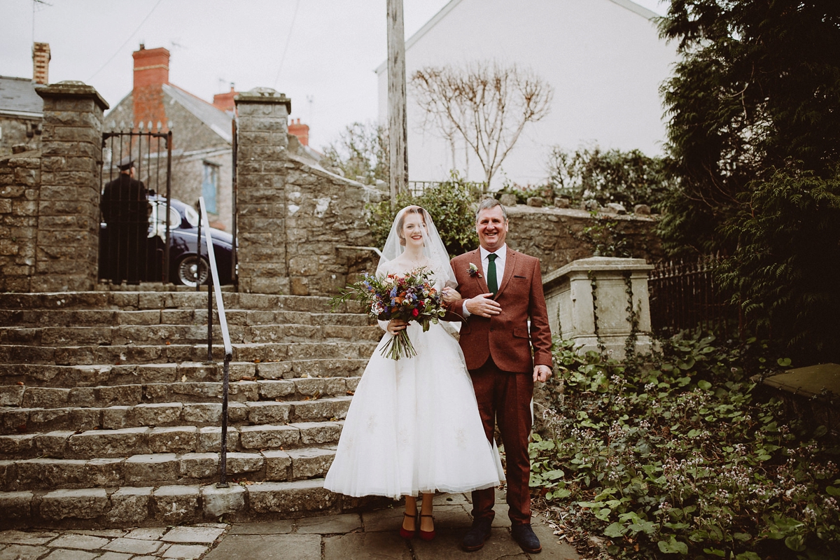 19 A tea length LouLou Bridal dress for a vintage themed farm wedding