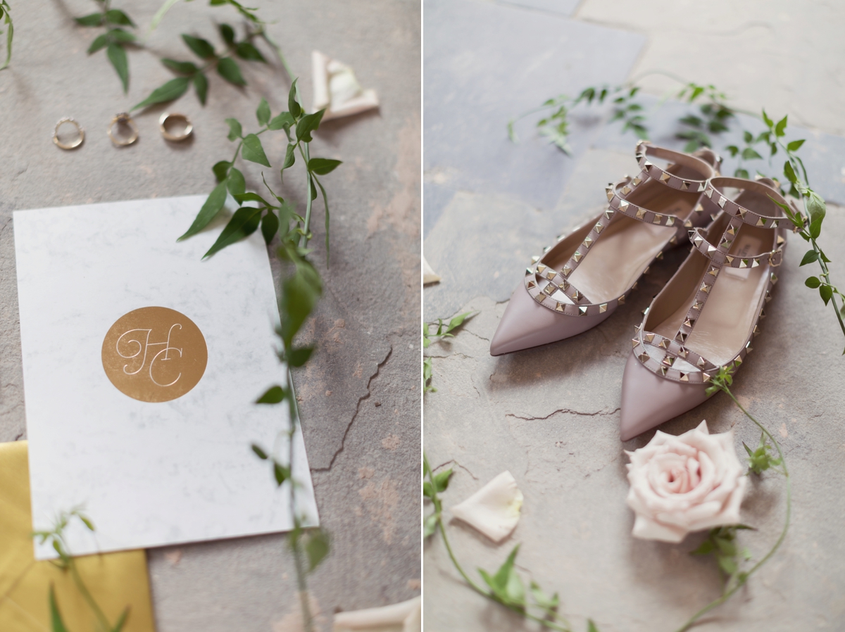 2 A Galia Lahav gown and accents of marble and gold for a scottish castle wedding