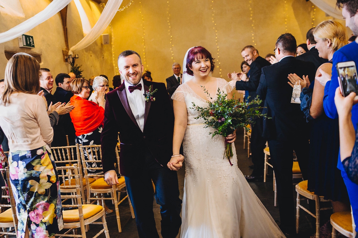 21 A 1920s inspired beaded dress for a winter barn wedding