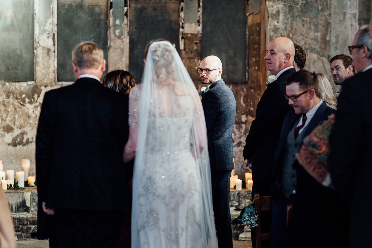 23 A beaded Jenny Packham dress for a Winter Asylum wedding