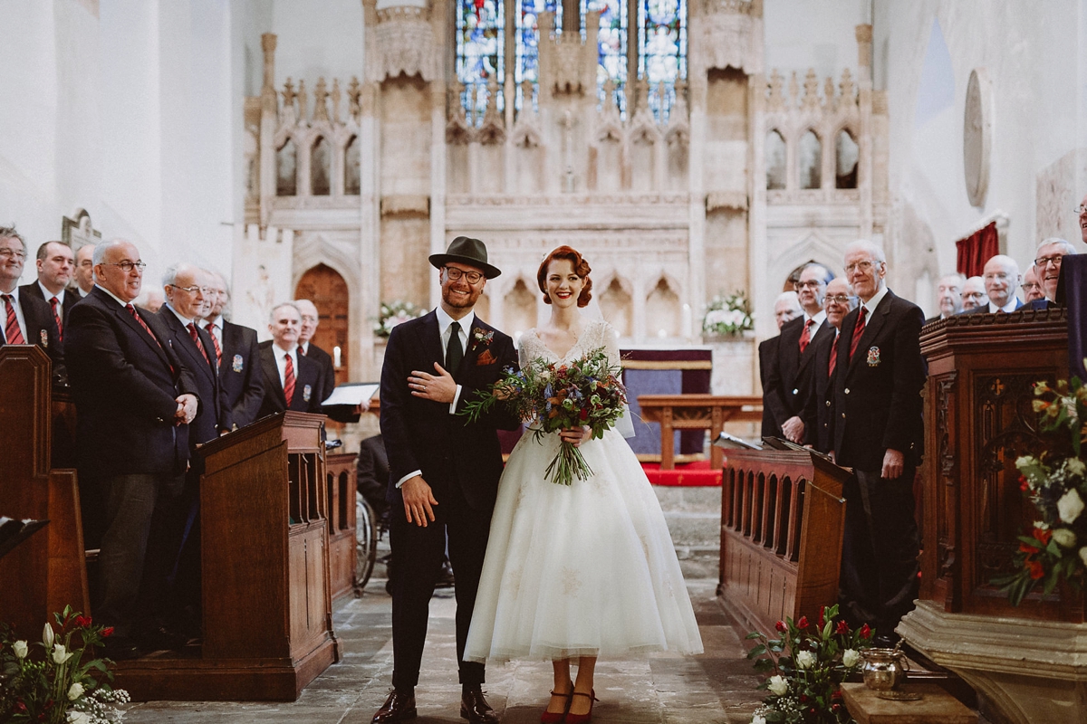 26 A tea length LouLou Bridal dress for a vintage themed farm wedding