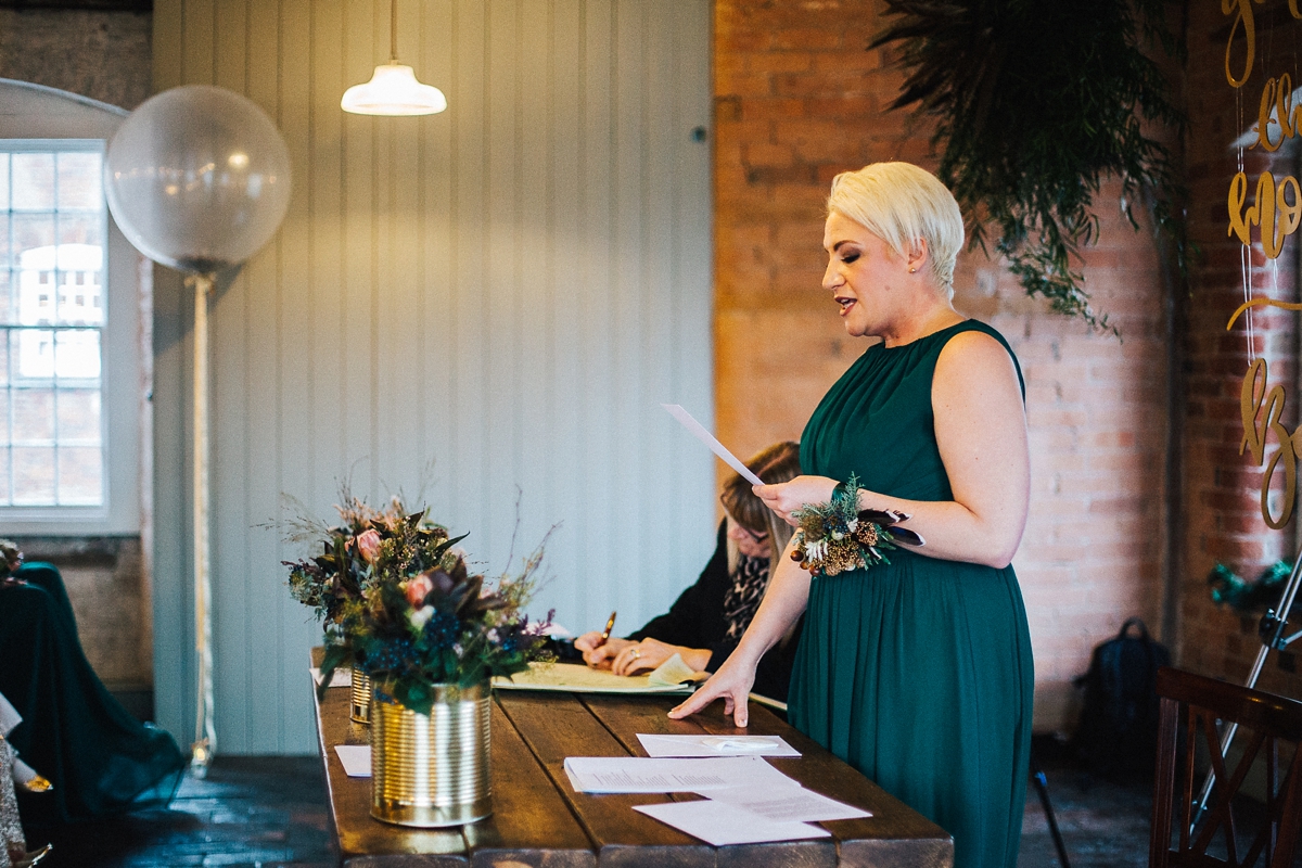 27 A long sleeved Pronovias gown for a glamorous winter wedding at West Mill in Derbyshire