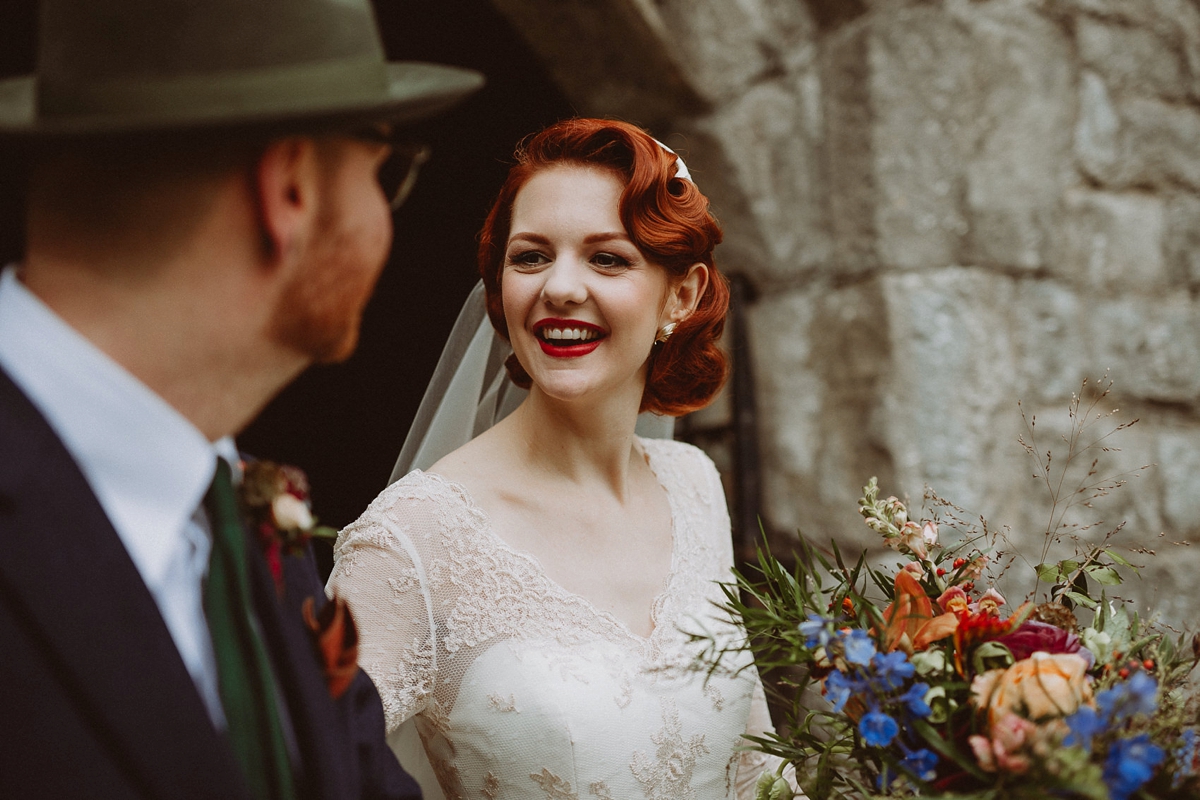 28 A tea length LouLou Bridal dress for a vintage themed farm wedding