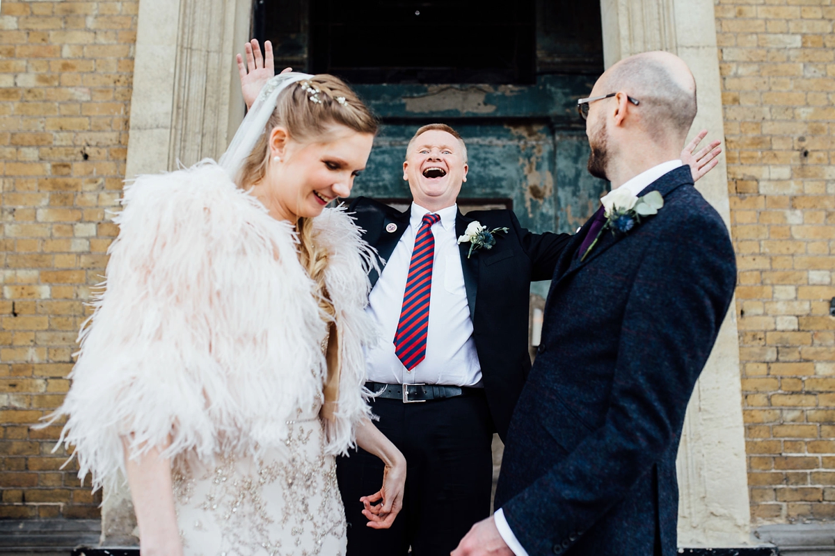 34 A beaded Jenny Packham dress for a Winter Asylum wedding