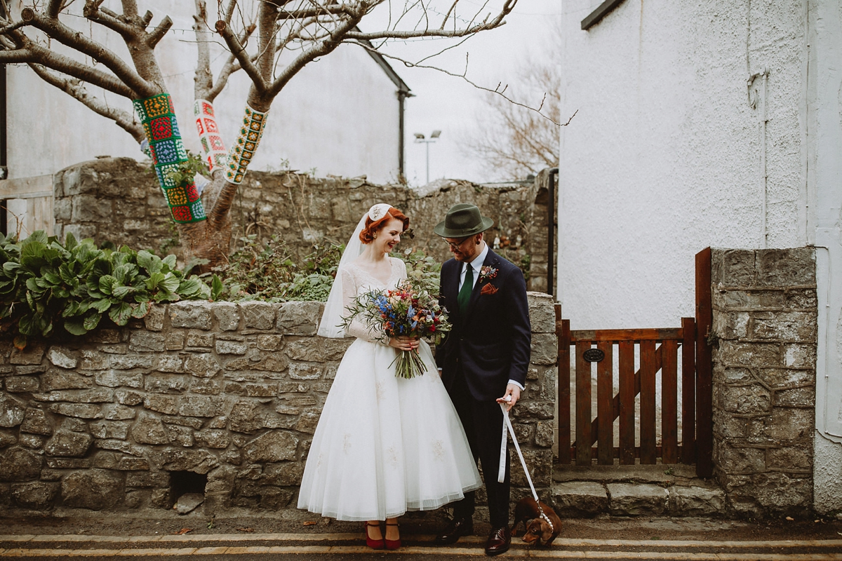 34 A tea length LouLou Bridal dress for a vintage themed farm wedding