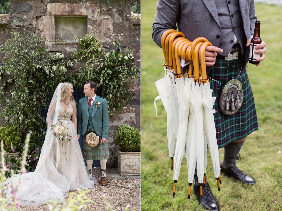 35 A Galia Lahav gown and accents of marble and gold for a scottish castle wedding