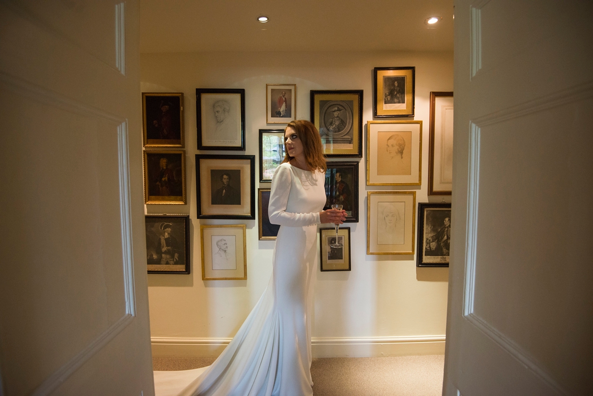 35 A beuatiful long sleeved and backless Pronovias gown for a wedding in Bakewell in Derbyshire