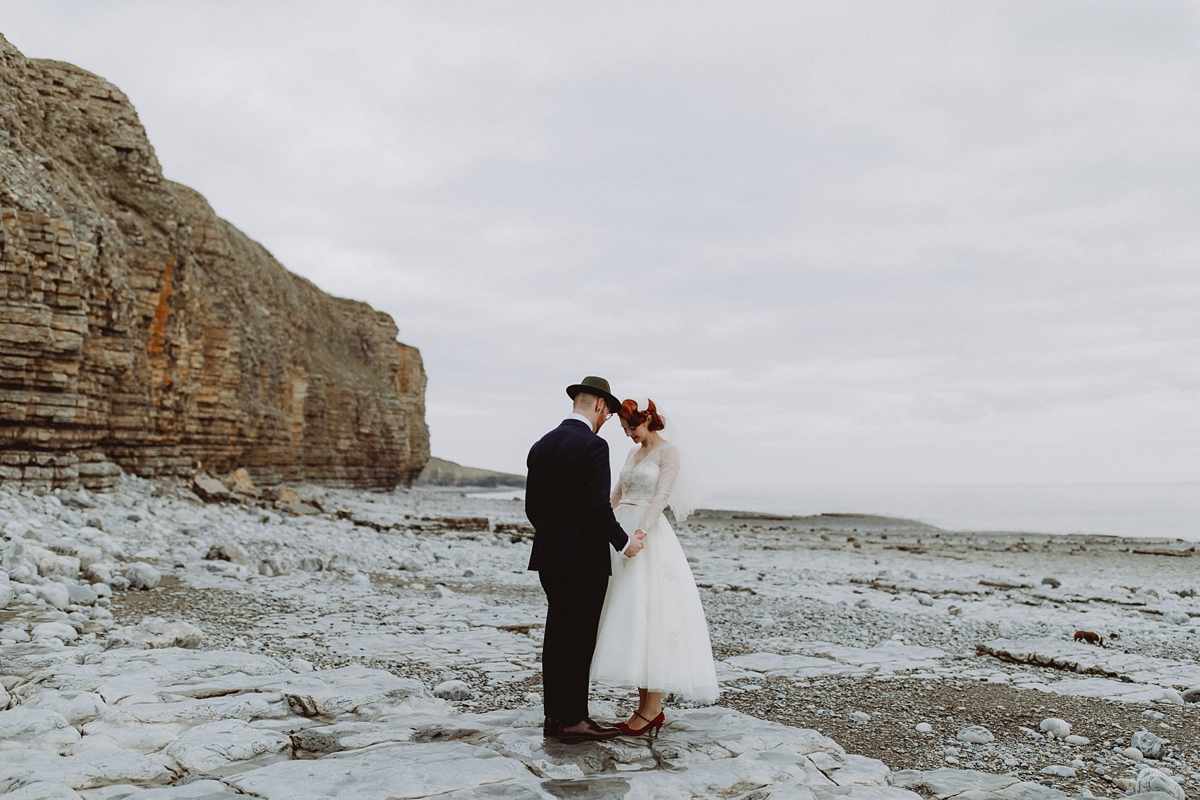 35 A tea length LouLou Bridal dress for a vintage themed farm wedding