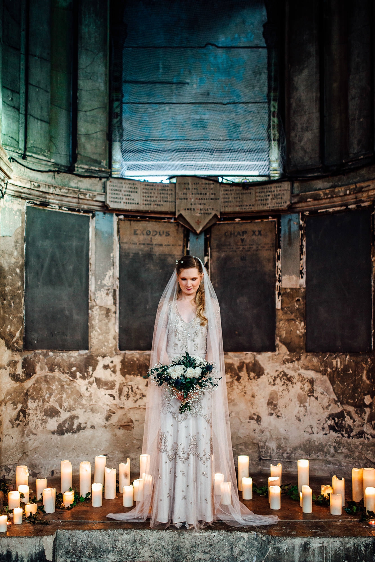 37 A beaded Jenny Packham dress for a Winter Asylum wedding