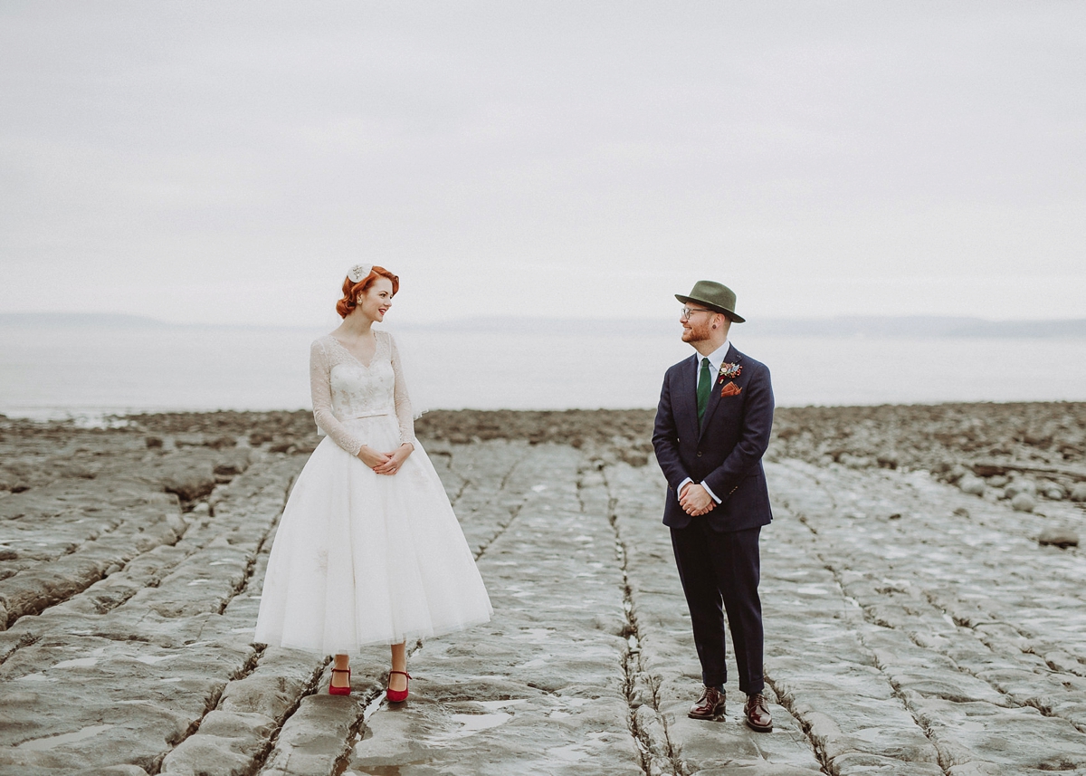 38 A tea length LouLou Bridal dress for a vintage themed farm wedding