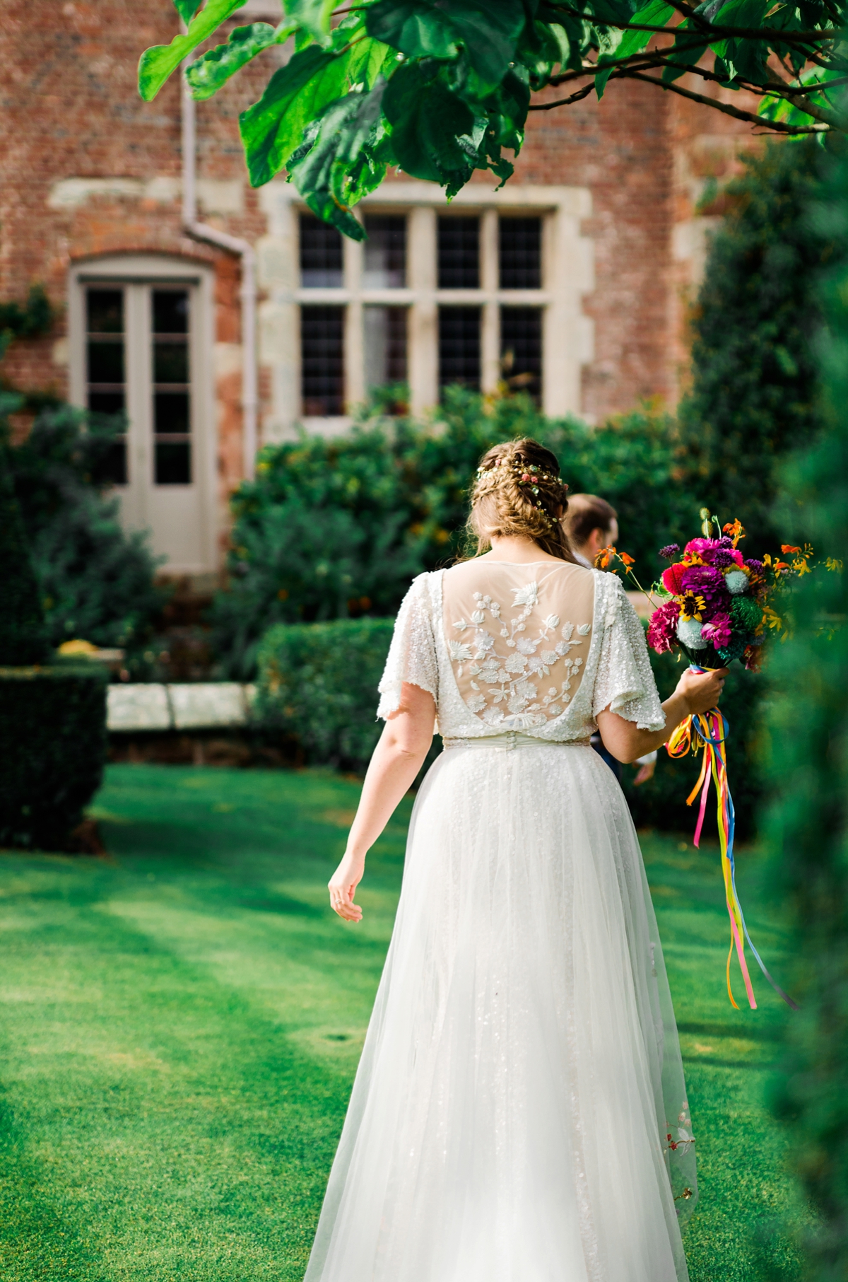 40 A Karen Willis Holmes sequin dress for a colourful Lost Gardens of Heligan inspired barn wedding
