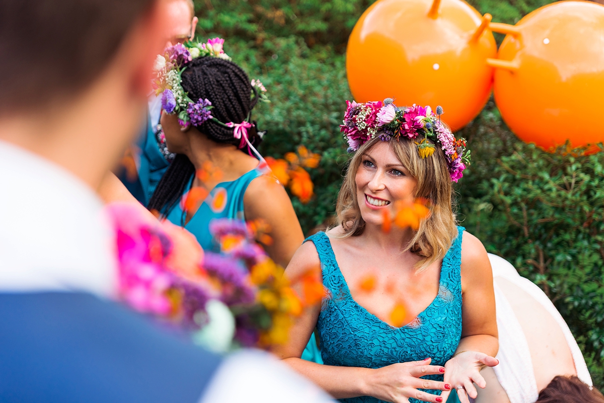 46 A Karen Willis Holmes sequin dress for a colourful Lost Gardens of Heligan inspired barn wedding