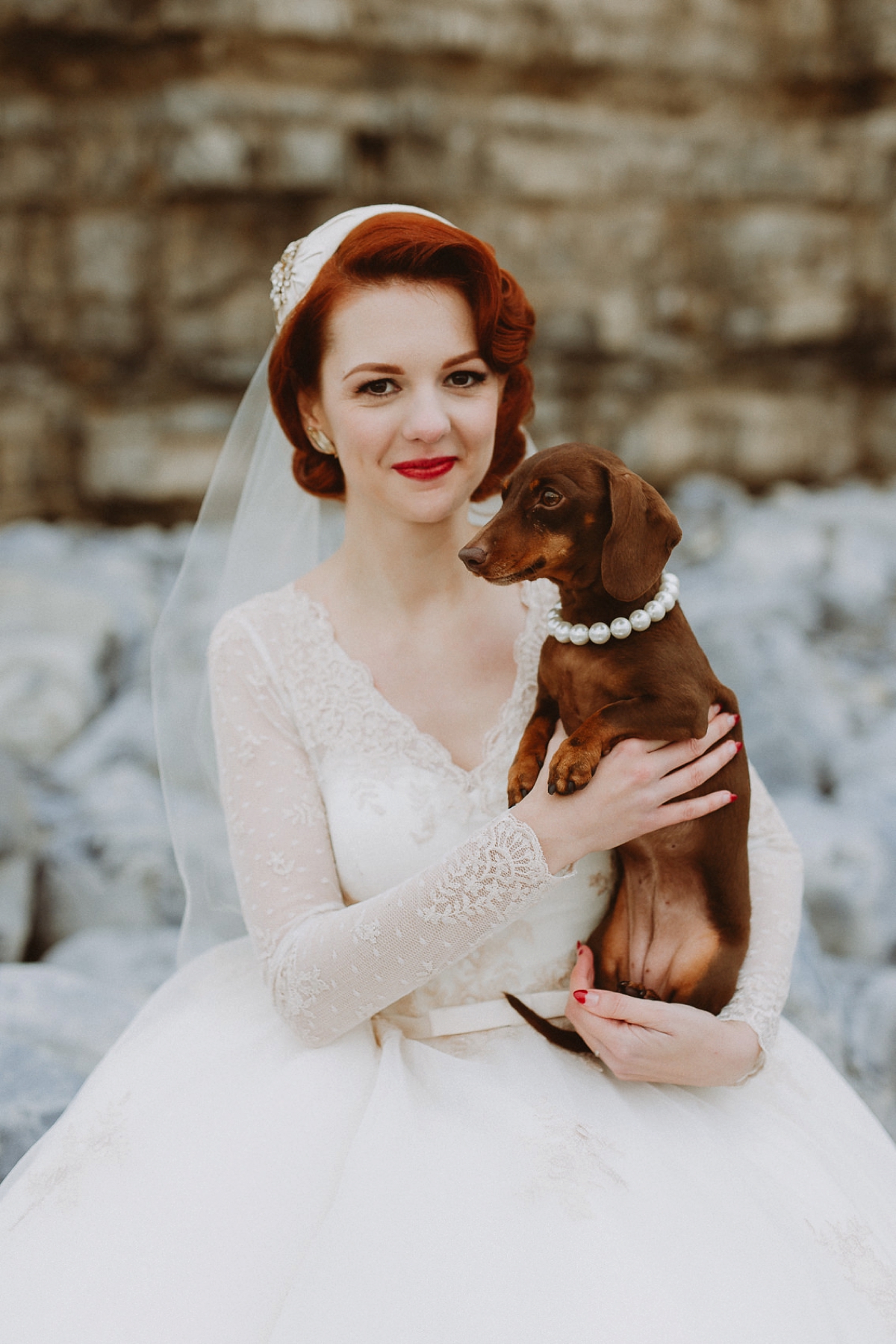 46 A tea length LouLou Bridal dress for a vintage themed farm wedding