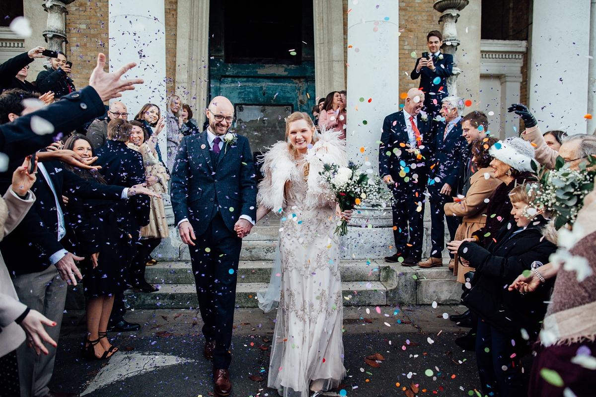 5 A beaded Jenny Packham dress for a Winter Asylum wedding