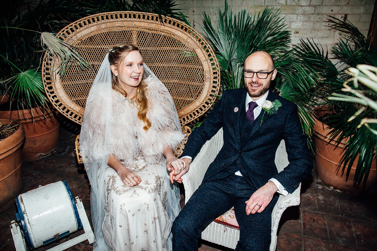 50 A beaded Jenny Packham dress for a Winter Asylum wedding