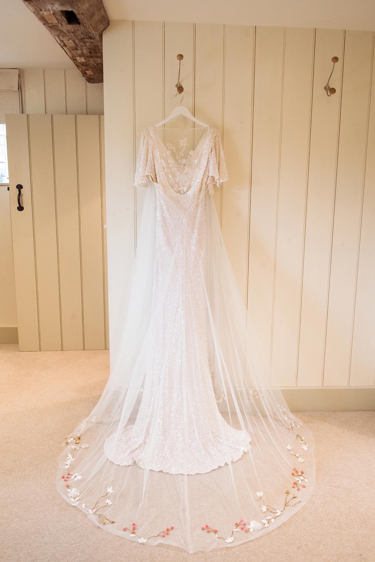 8 A Karen Willis Holmes sequin dress for a colourful Lost Gardens of Heligan inspired barn wedding