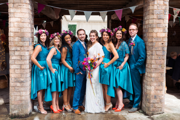 A Karen Willis Holmes Sequin Dress for a Colourful and Vibrant Barn Wedding Inspired by The Lost Gardens of Heligan