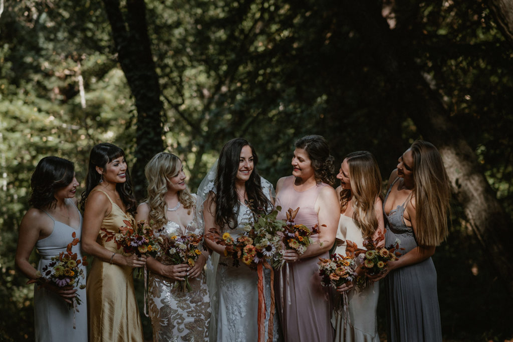 Rustic autumn woodland wedding at Henry Miller Library in Big Sur, California