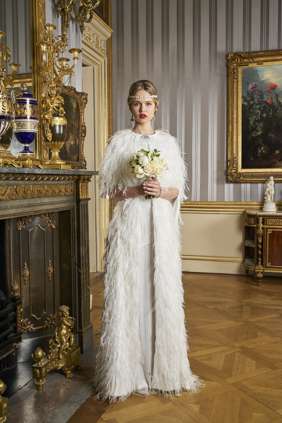 Eliza Jane Howell wedding dress Sparta long cape