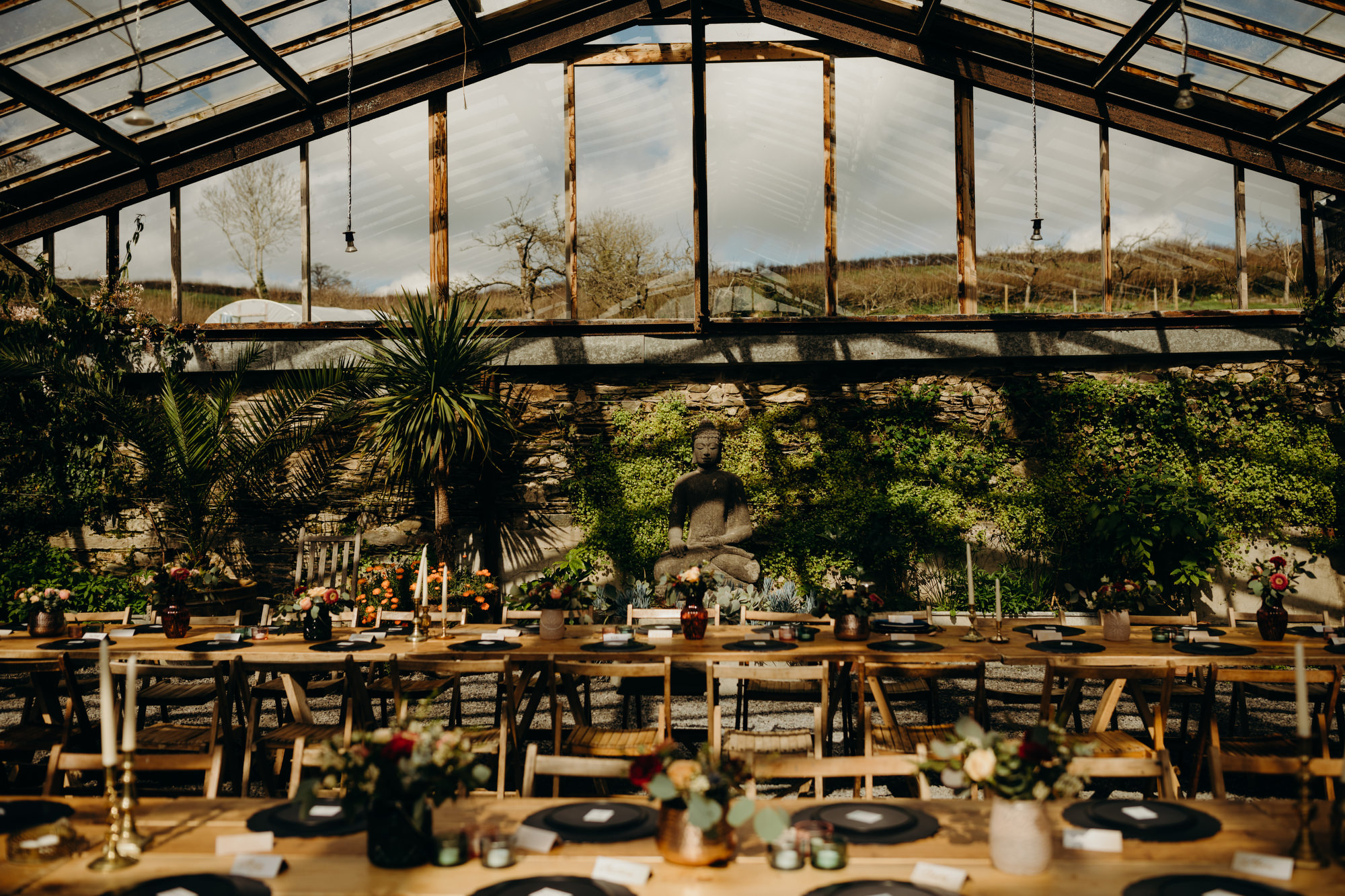 A Long Sleeved and Figure Hugging Dress for an Elegant Glasshouse Wedding in a Quiet Rural Setting 17 Richard Skins Photography Caitlin Stuart 020