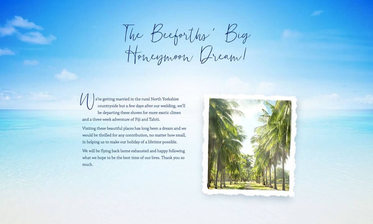 beeforth honeymoon - Buy Our Honeymoon - the wedding gift list to fund your dream honeymoon beeforth honeymoon
