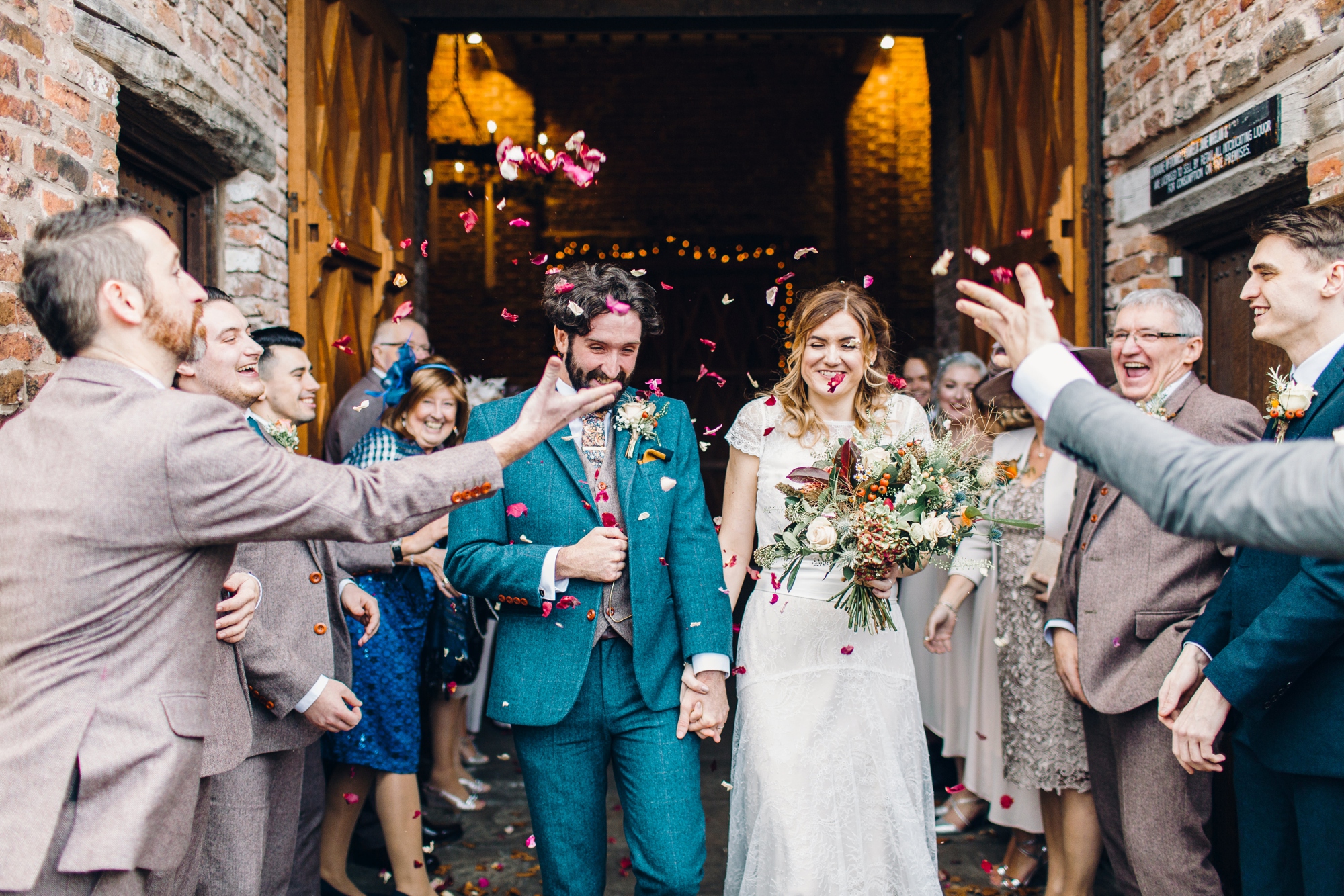 Autumnal Wildflowers and Charlie Brear Separates for a Beautiful Rustic Barn Wedding 36 01 Autumn wedding confetti shot