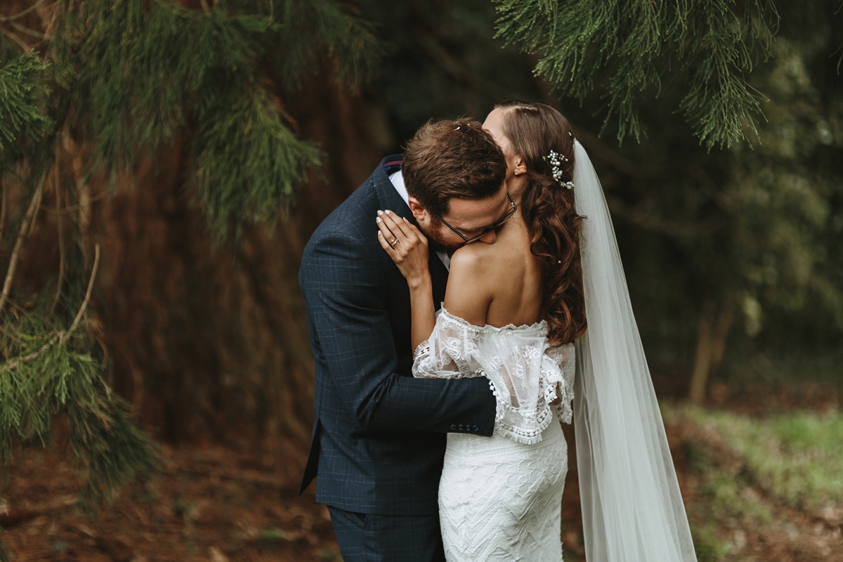 04 An off the shoulder Grace Loves Lace gown for a Plas Dinam wedding in Wales