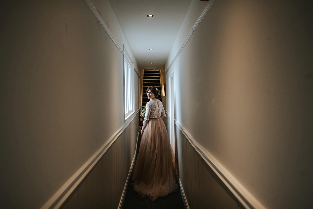 10 An Elizabeth Dye Peach Tulle Gown for a Seaside Wedding in Whitstable