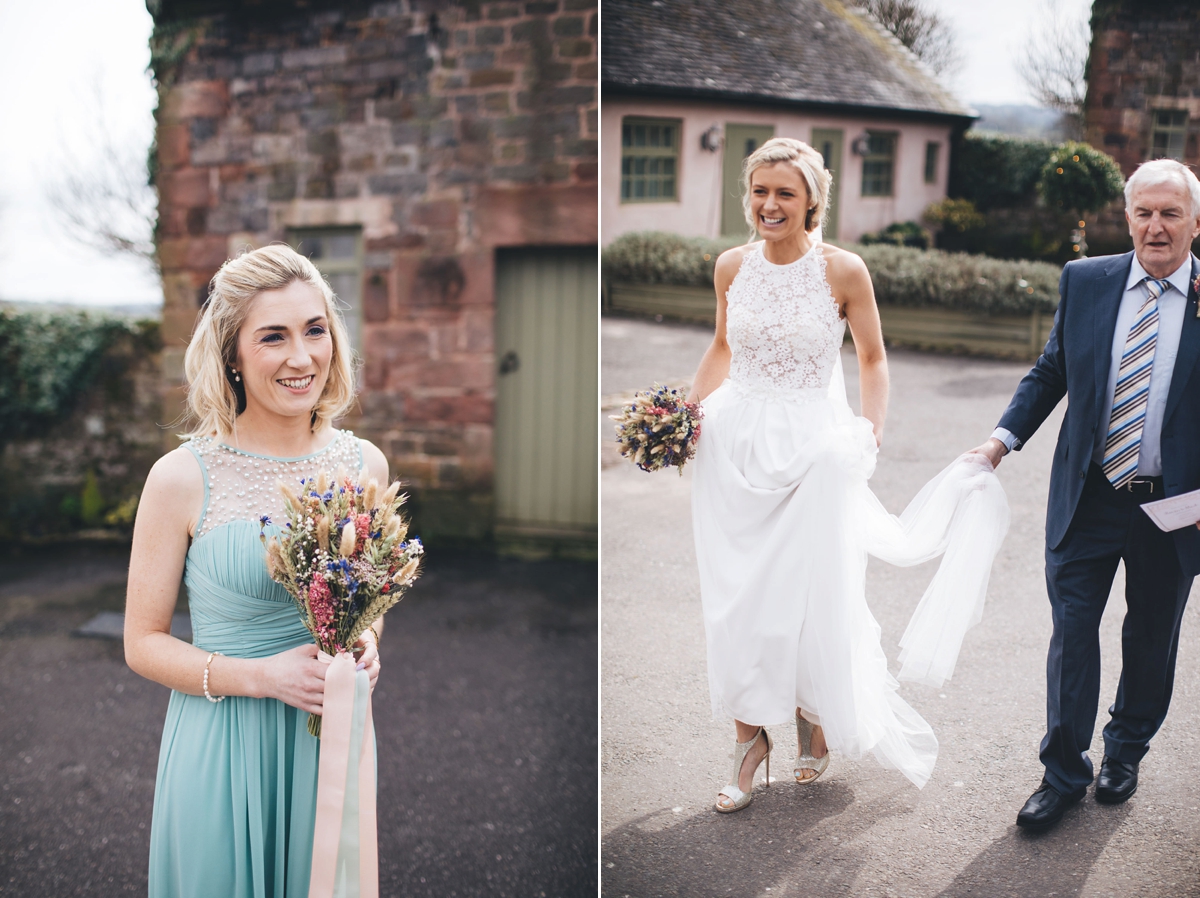 14 A Lambert Creations dress and dried flowers for a rustic barn wedding and online dating love story