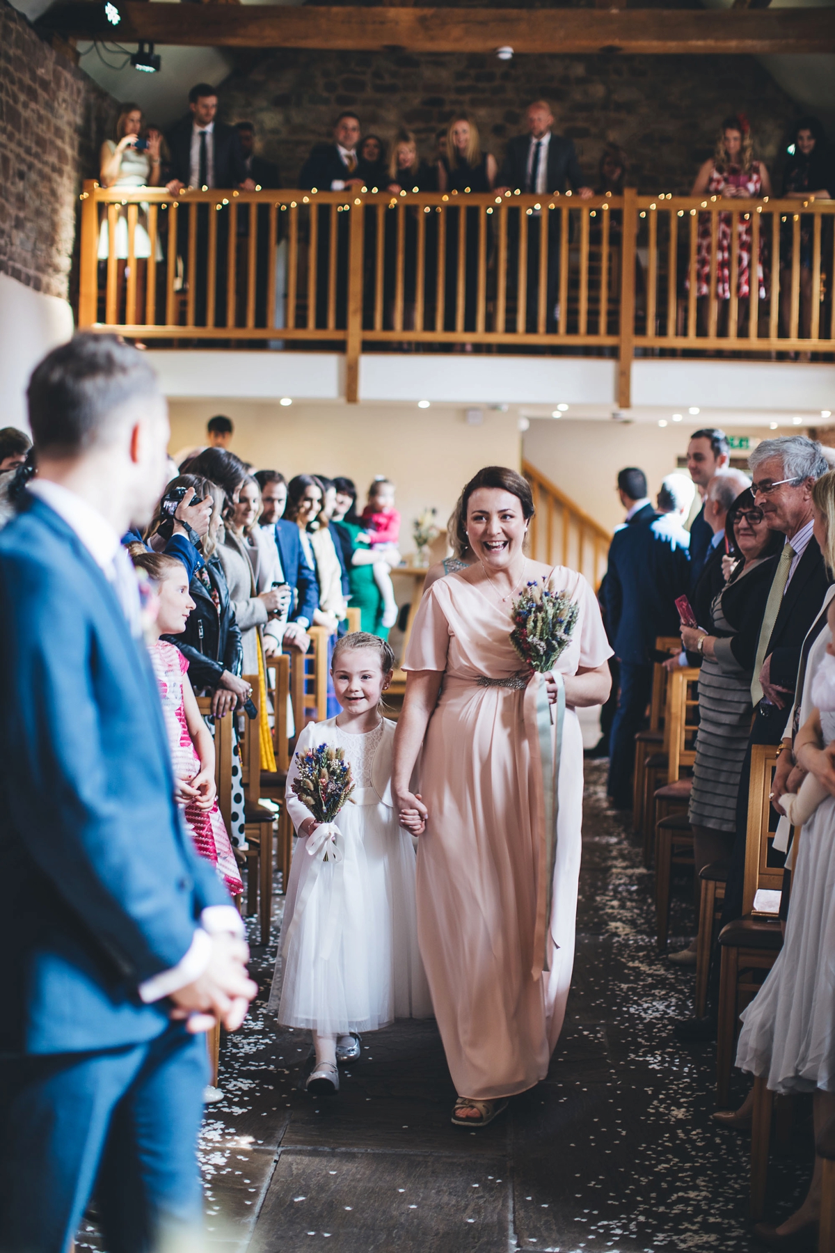 17 A Lambert Creations dress and dried flowers for a rustic barn wedding and online dating love story