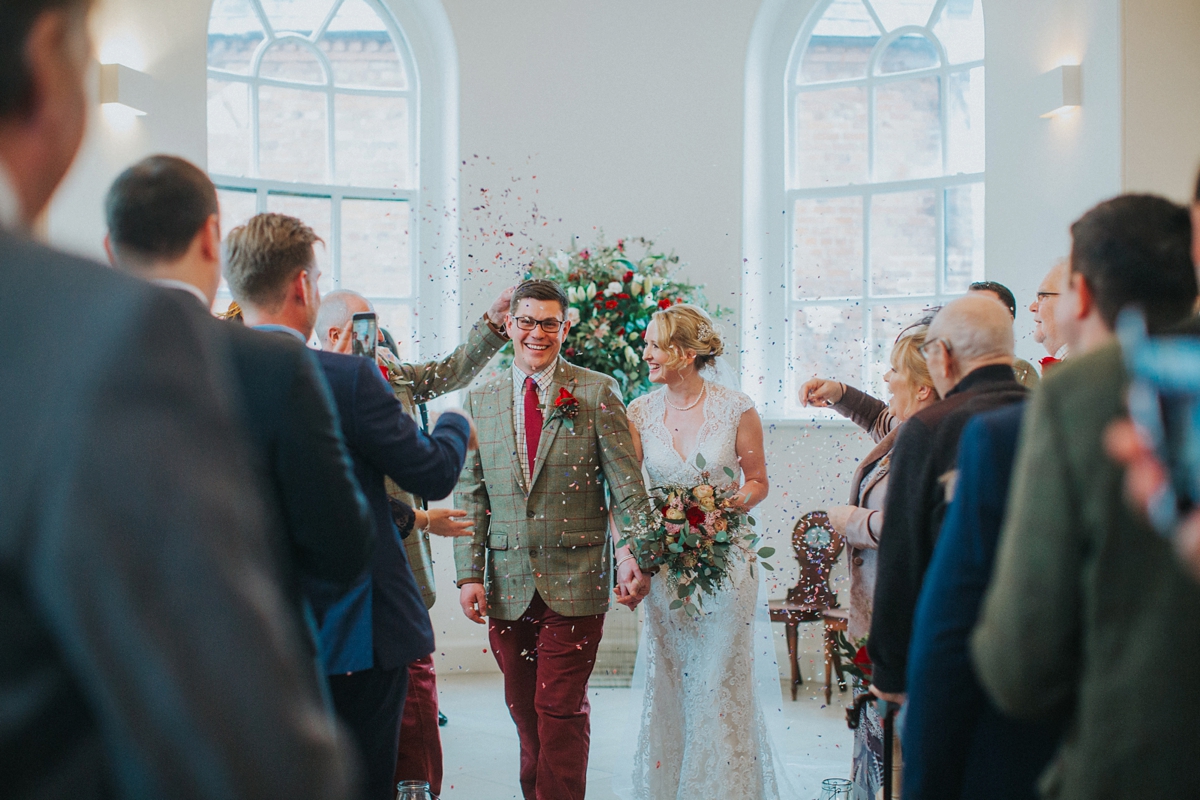 18 A Kenneth Williams gown for a rustic country house wedding on Valentines Day. Image by Lisa Webb Photography