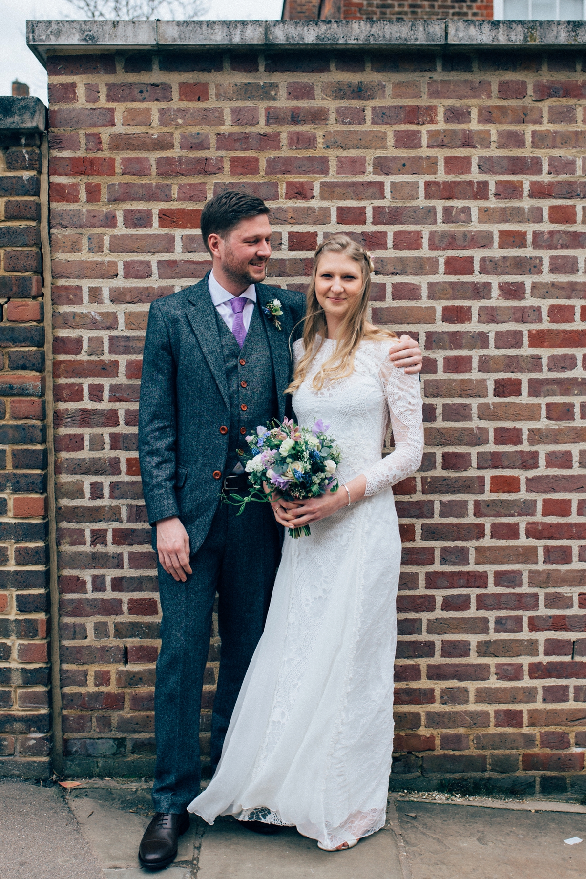 19 A Grace Loves Lace gown for a woodland inspired London pub wedding. Images by Nikki van der Molen