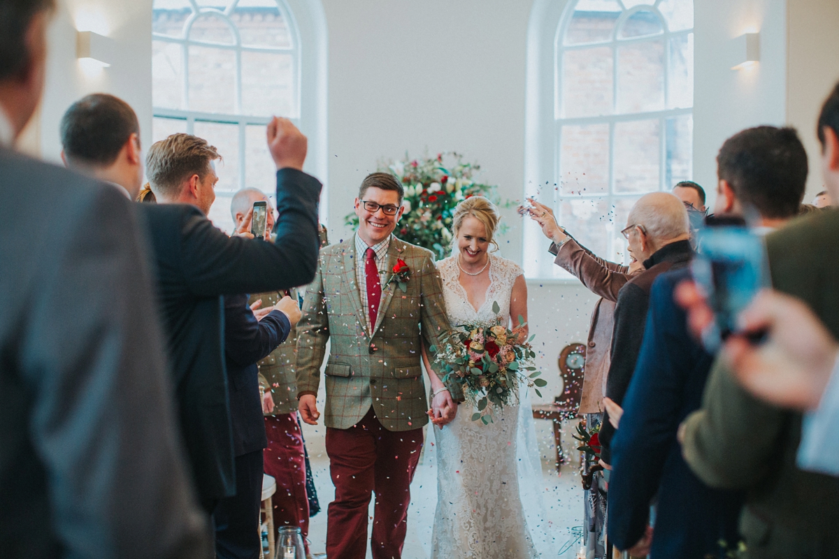 19 A Kenneth Williams gown for a rustic country house wedding on Valentines Day. Image by Lisa Webb Photography