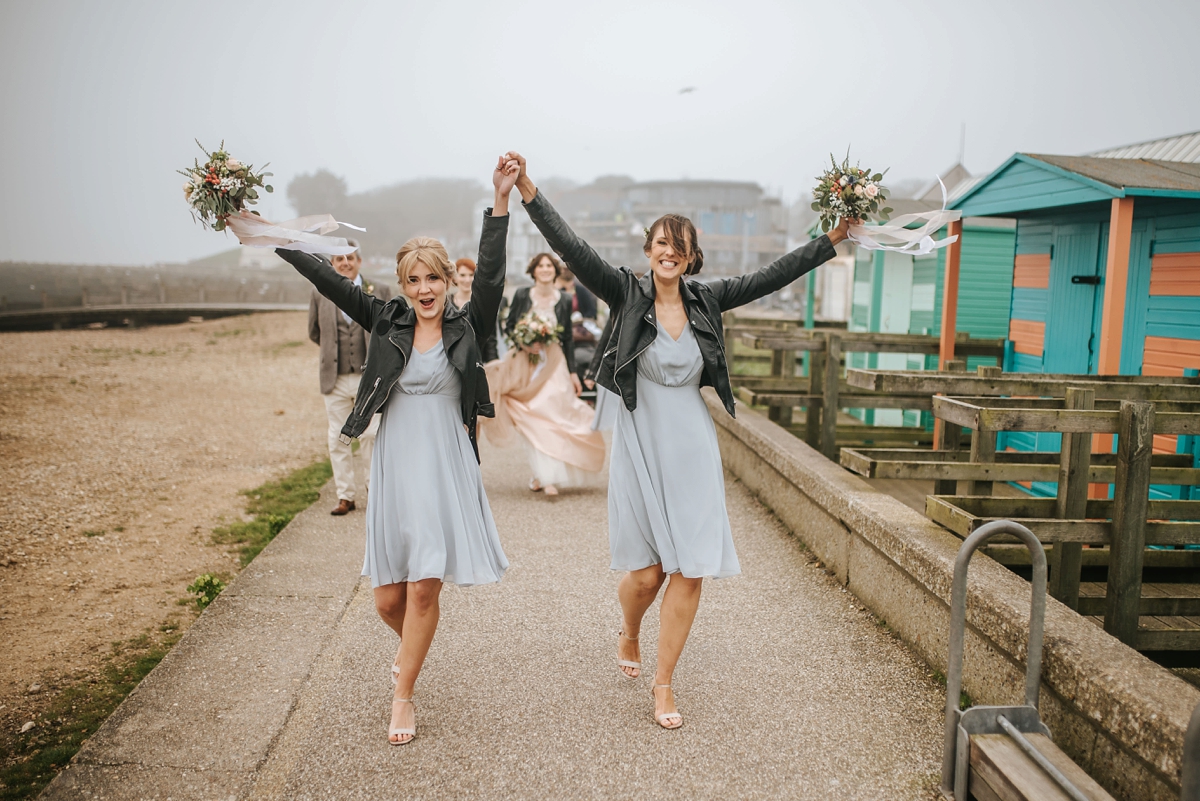 19 An Elizabeth Dye Peach Tulle Gown for a Seaside Wedding in Whitstable